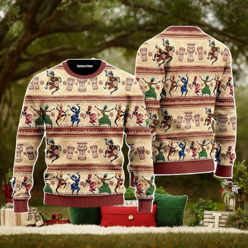 African Dancing On Ethnic Christmas Unisex Ugly Sweater African Dancing On Ethnic Christmas Unisex Ugly Sweater