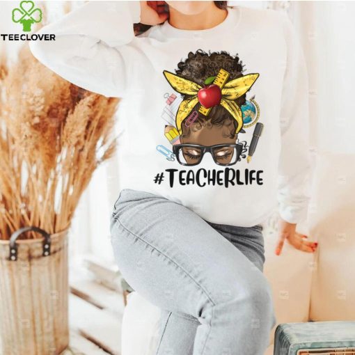 Afro Messy Bun Teacher Life, Back To School Supplies T Shirt