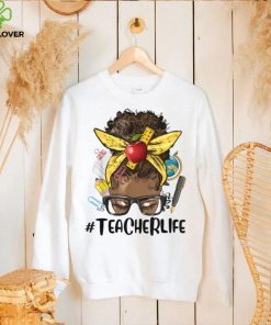 Afro Messy Bun Teacher Life, Back To School Supplies T Shirt