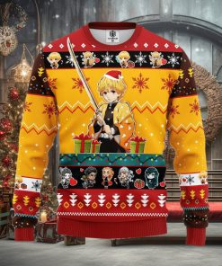 Agatsuma Zenitsu Demon Slayer Yellow Ideas Thanksgiving Ugly Christmas Sweater Gift For Men Women