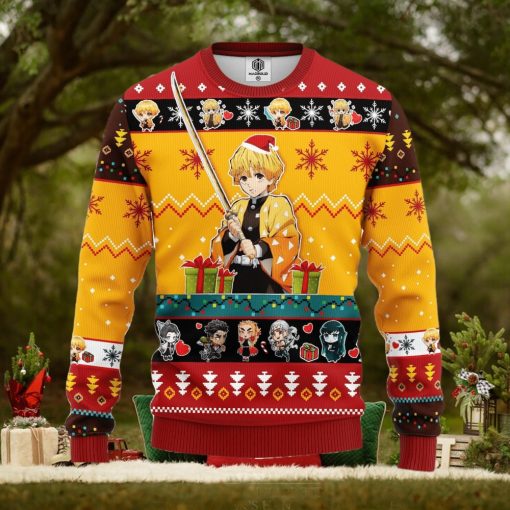 Agatsuma Zenitsu Demon Slayer Yellow Ideas Thanksgiving Ugly Christmas Sweater Gift For Men Women