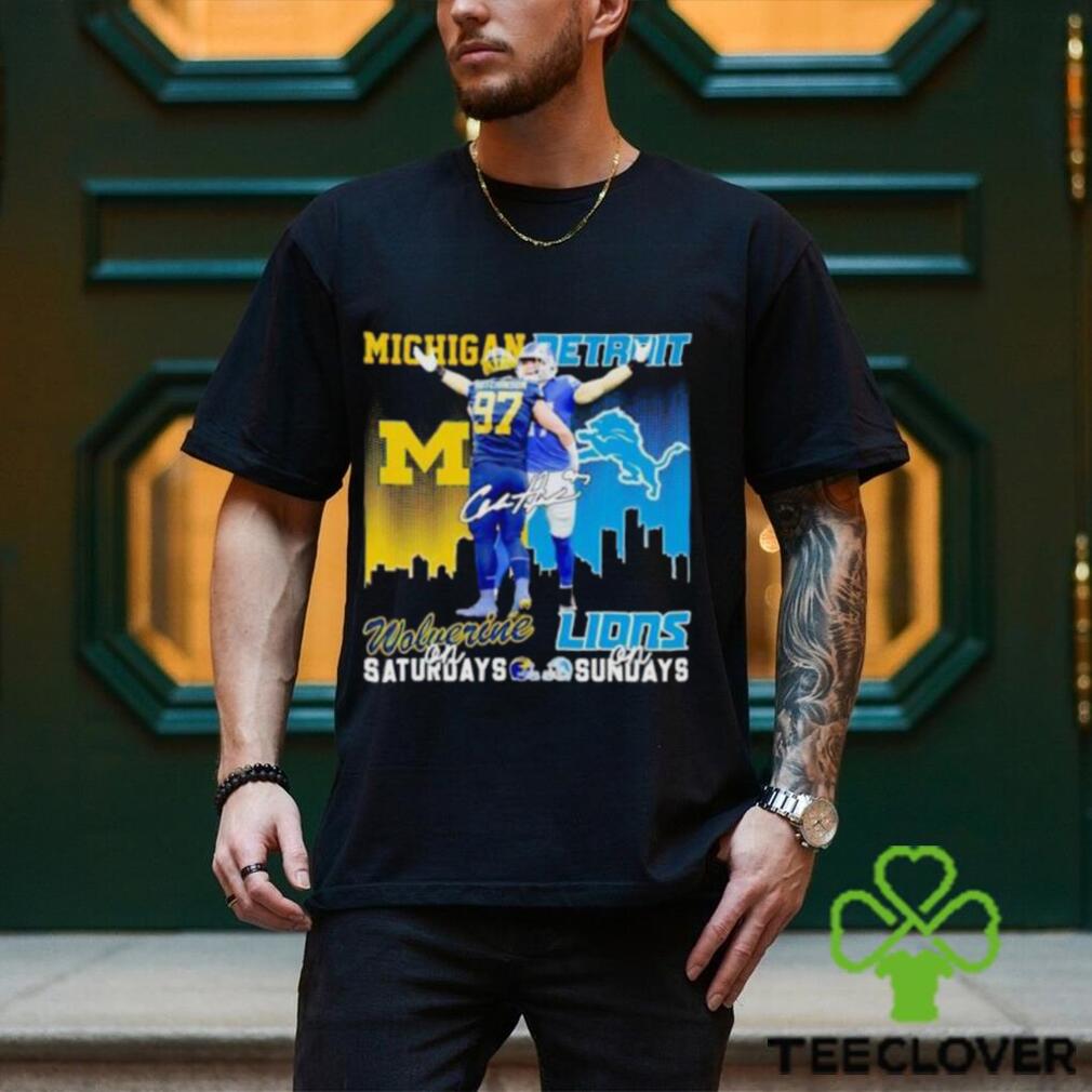 Aidan Hutchinson Michigan Wolverines On Saturdays Detroit Lions On Sundays T Shirt Aidan Hutchinson Michigan Wolverines On Saturdays Detroit Lions On Sundays T Shirt