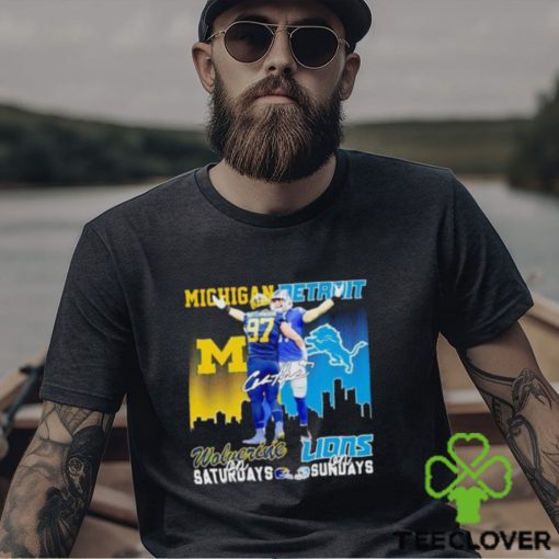 Aidan Hutchinson Michigan Wolverines On Saturdays Detroit Lions On Sundays T Shirt