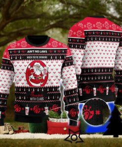 Ain’t No Laws When You Drink Chick Fil A With Claus Ugly Christmas Sweater All over Printed Xmas Christmas Gift