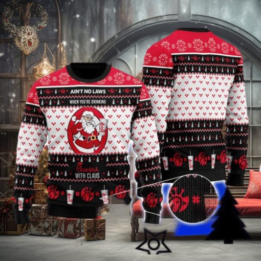 Ain’t No Laws When You Drink Chick Fil A With Claus Ugly Christmas Sweater All over Printed Xmas Christmas Gift