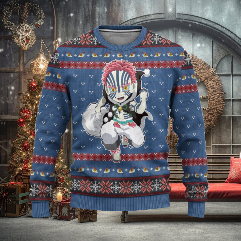 Akaza Demon Slayer Anime Xmas Women Mens Ugly Christmas Sweater Akaza Demon Slayer Anime Xmas Women Mens Ugly Christmas Sweater