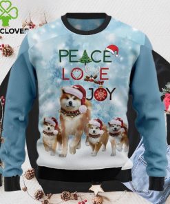 Akita Dog Ugly Sweater, Peace Love Joy Christmas Sweater