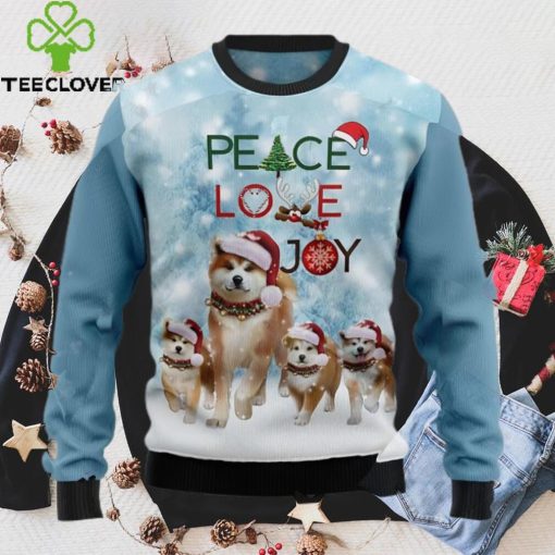 Akita Dog Ugly Sweater, Peace Love Joy Christmas Sweater