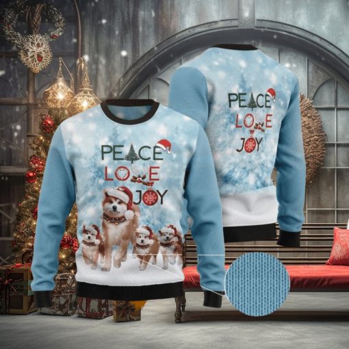 Akita Peace Love Joy Ugly Christmas Sweater For Men & Women