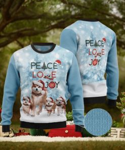 Akita Peace Love Joy Ugly Christmas Sweater For Men & Women