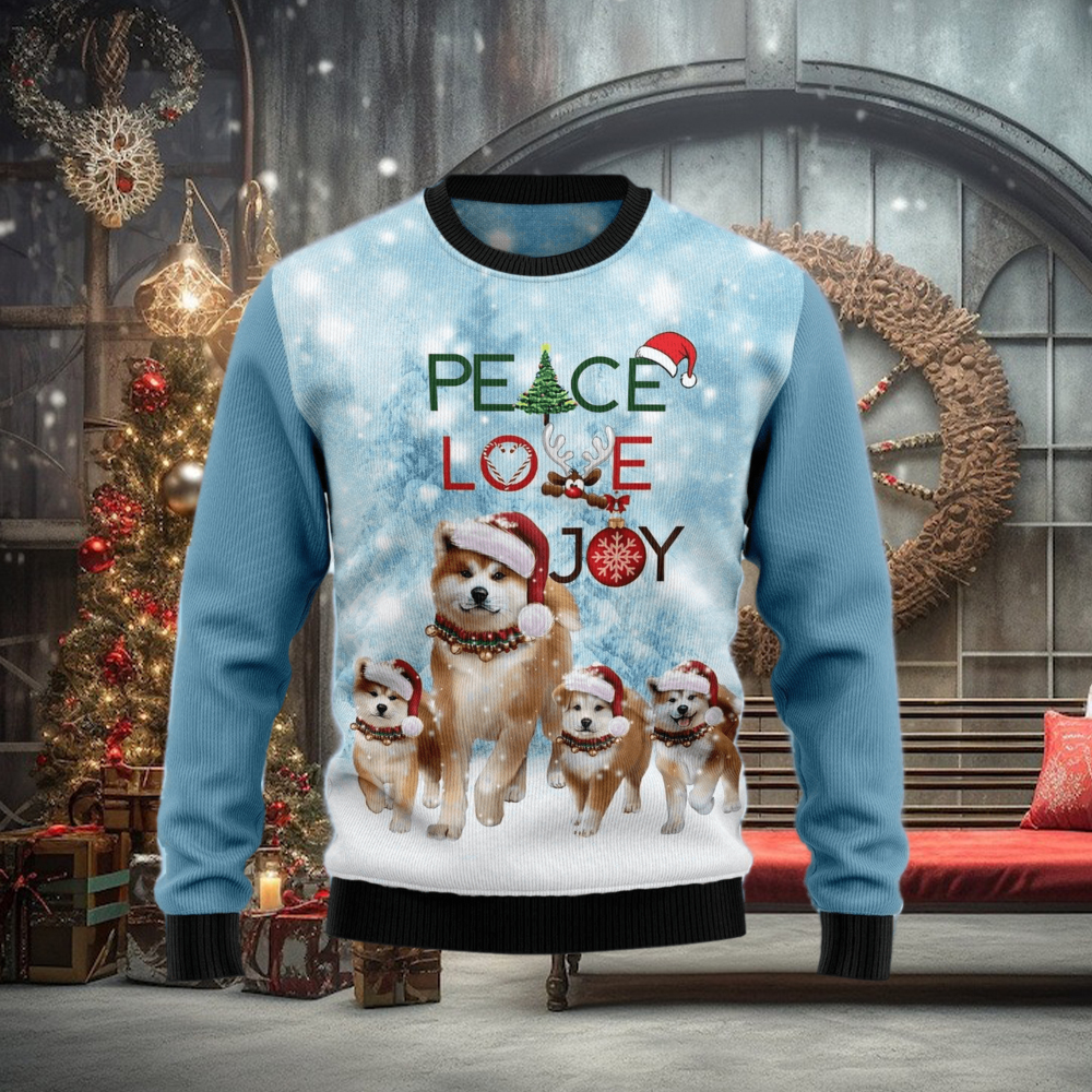 Akita Peace Love Joy Ugly Christmas Sweater Gift Men Women Akita Peace Love Joy Ugly Christmas Sweater Gift Men Women