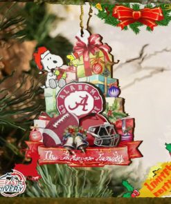 Alabama Crimson Tide And Snoopy Christmas NCAA Ornament Custom Your Family Name