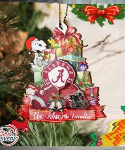 Alabama Crimson Tide And Snoopy Christmas NCAA Ornament Custom Your Family Name