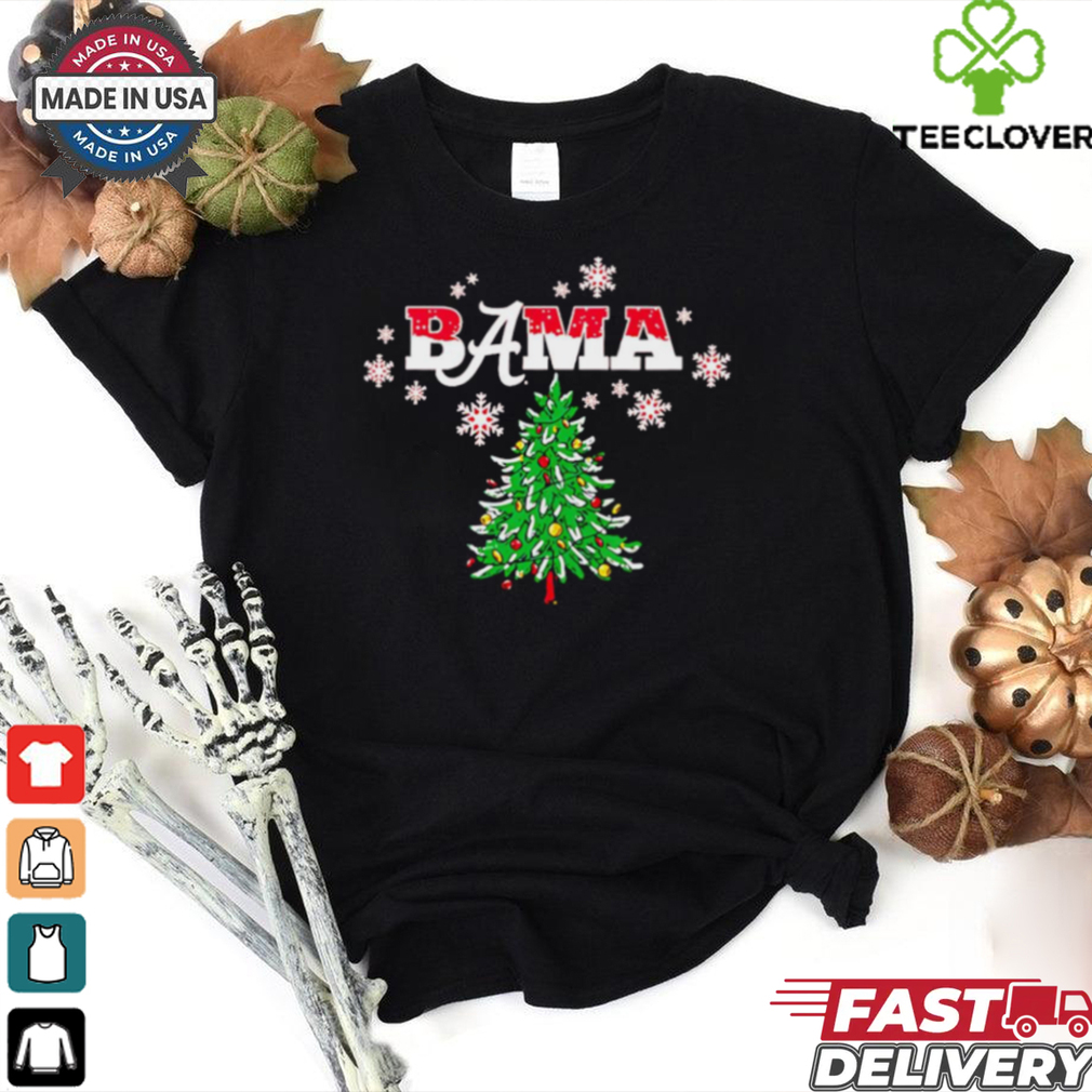 Alabama Crimson Tide Bama Christmas tree snow shirt Alabama Crimson Tide Bama Christmas tree snow shirt