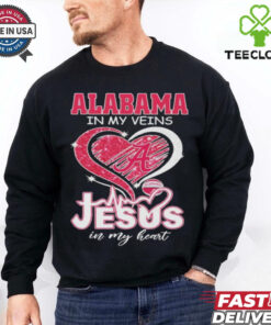 Alabama Crimson Tide Basketball In My Veins Jesus In My Heart Heart Diamond T shirts