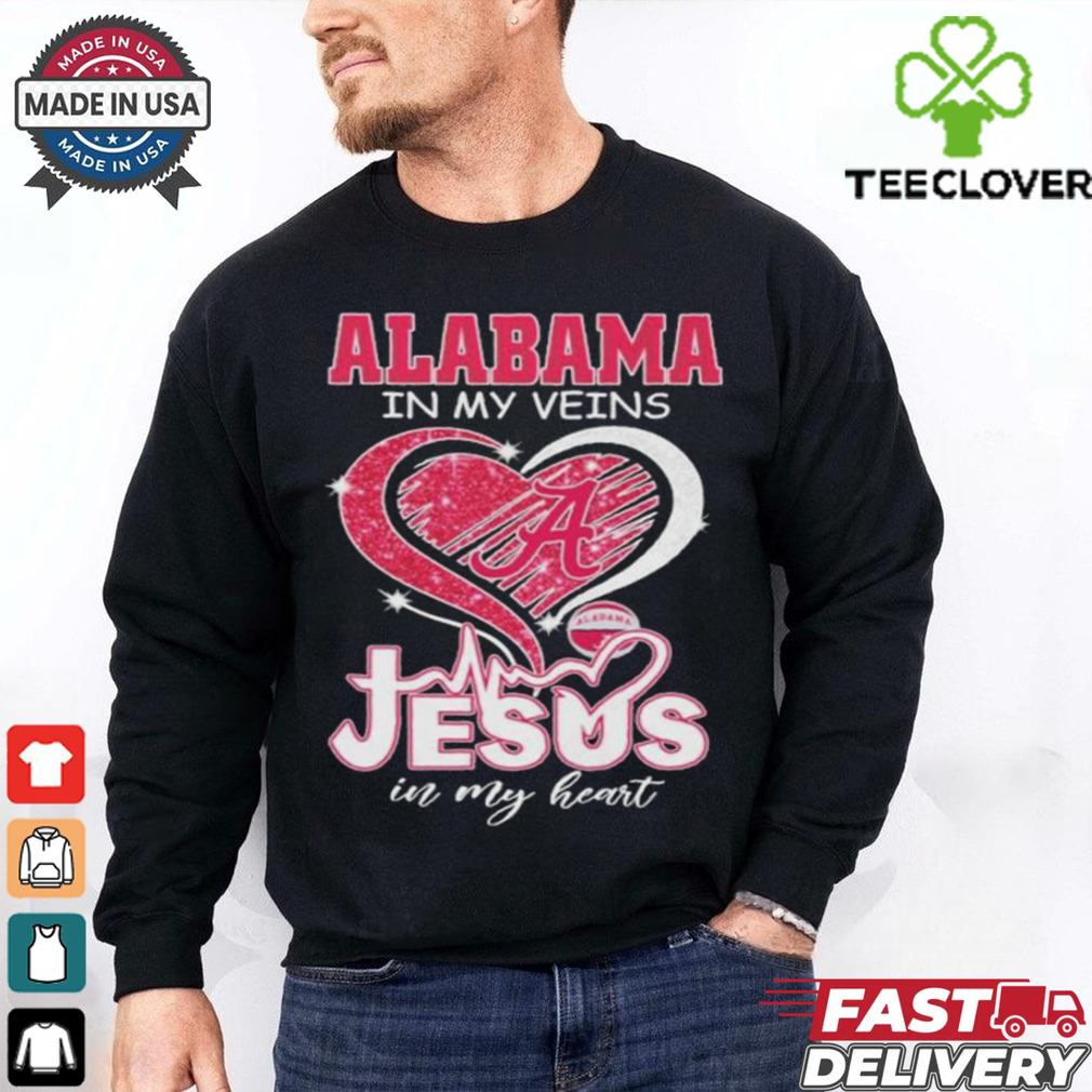Alabama Crimson Tide Basketball In My Veins Jesus In My Heart Heart Diamond T shirts Alabama Crimson Tide Basketball In My Veins Jesus In My Heart Heart Diamond T shirts