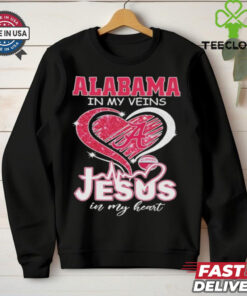 Alabama Crimson Tide Basketball In My Veins Jesus In My Heart Heart Diamond T shirts