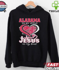 Alabama Crimson Tide Basketball In My Veins Jesus In My Heart Heart Diamond T shirts