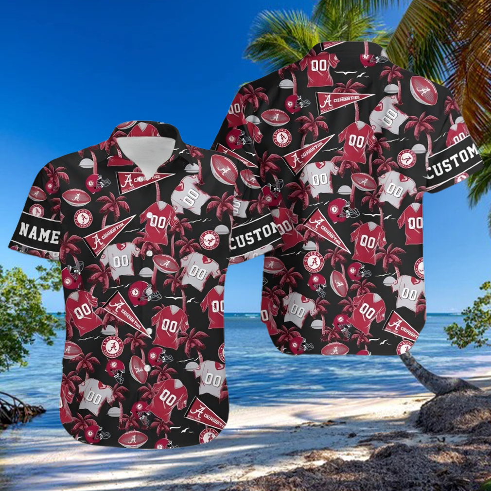 Alabama Crimson Tide Custom Name   Number Personalized Hawaiian Shirt