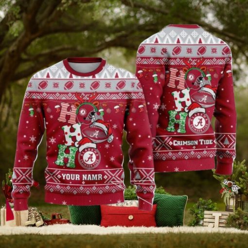 Alabama Crimson Tide Ho Ho Ho Santa’s Reindeer Ugly Christmas Sweater Xmas Gift For Fans Custom Name