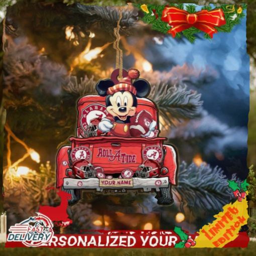 Alabama Crimson Tide Mickey Mouse Ornament Personalized Your Name Sport Home Decor