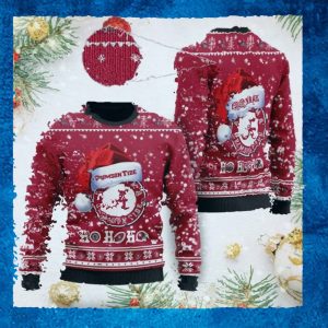 Alabama Crimson Tide NCAA Symbol Wearing Santa Claus Hat Cute Pattern Ho Ho Ho Custom Personalized Ugly Christmas Sweater Wool Shirt