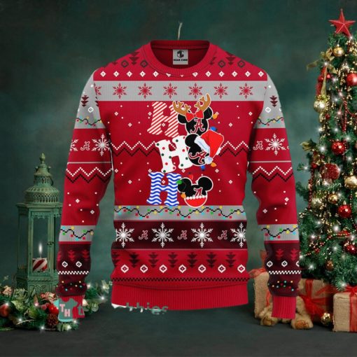 Alabama Crimson Tide NCAA Team HoHoHo Mickey Funny Ugly Christmas Sweater Sport Fans Men And Women Christmas Gift