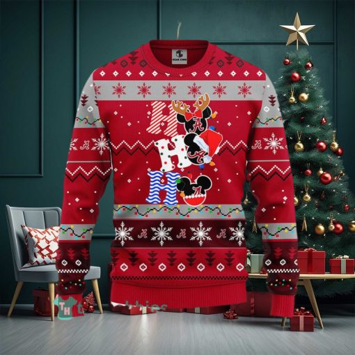 Alabama Crimson Tide NCAA Team HoHoHo Mickey Funny Ugly Christmas Sweater Sport Fans Men And Women Christmas Gift