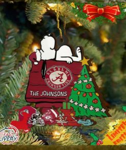 Alabama Crimson Tide Snoopy Christmas NCAA Ornament Custom Name