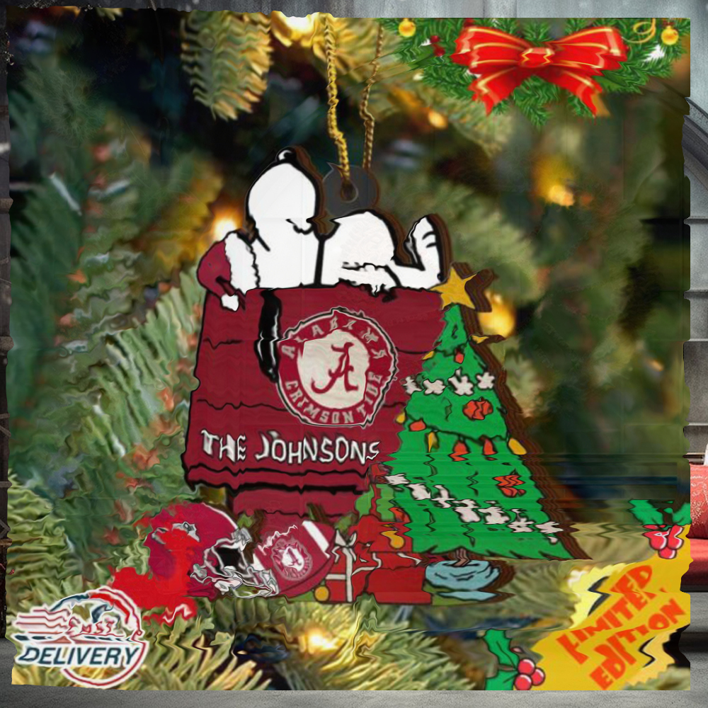 Alabama Crimson Tide Snoopy Christmas NCAA Ornament Custom Name Alabama Crimson Tide Snoopy Christmas NCAA Ornament Custom Name