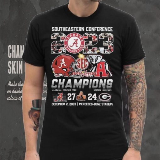 Alabama Crimson Tide Southeastern Conference 2023 Roll Tide Champions Bama 27 24 Georgia Shirt