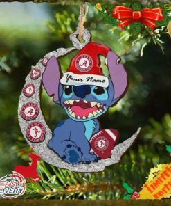 Alabama Crimson Tide Stitch Christmas Ornament NCAA And Stitch With Moon Ornament