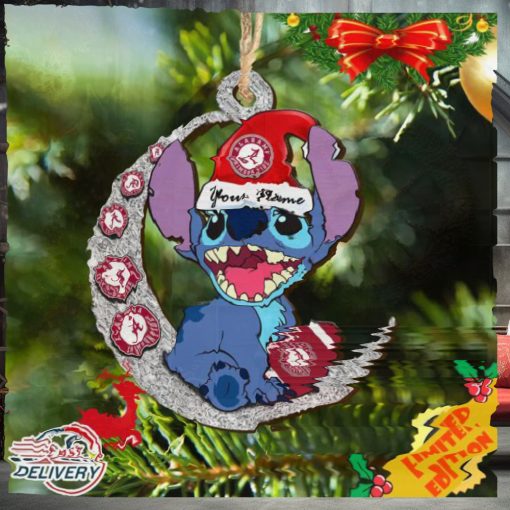 Alabama Crimson Tide Stitch Christmas Ornament NCAA And Stitch With Moon Ornament