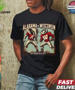 Alabama Crimson Tide Vs Wisconsin Badgers Football Showdown Mascot Retro 60s Comic Style September 14th 2024 T shirt