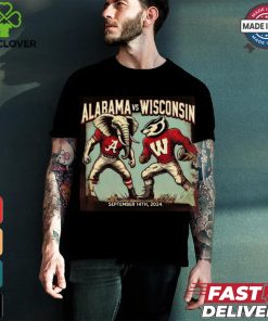 Alabama Crimson Tide Vs Wisconsin Badgers Football Showdown Mascot Retro 60s Comic Style September 14th 2024 T shirt