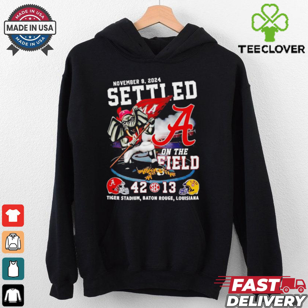 Alabama Crimson Tide beat LSU Tigers settled on the field shirt Alabama Crimson Tide beat LSU Tigers settled on the field shirt