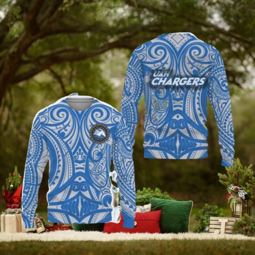 Alabama Huntsville Chargers Polynesian Tattoo Mix Teams Ugly Christmas Sweater