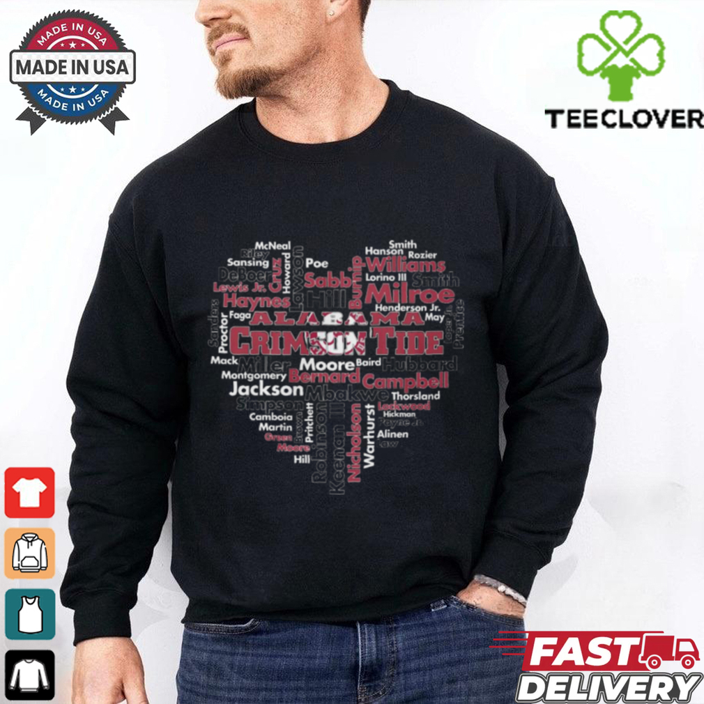 Alabama crimsontide Word Cloud Player Names T Shirt Alabama crimsontide Word Cloud Player Names T Shirt