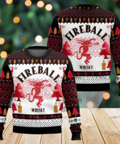 Alcohol Fireball Ugly Christmas Sweater, Whiskey Xmas Sweater, Drinking Party Shirt, Holiday Sweater, Fireball Sweaters For Men Women