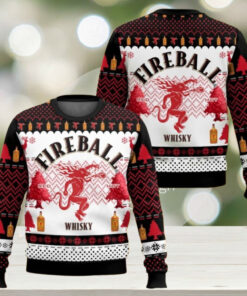 Alcohol Fireball Ugly Christmas Sweater, Whiskey Xmas Sweater, Drinking Party Shirt, Holiday Sweater, Fireball Sweaters For Men Women