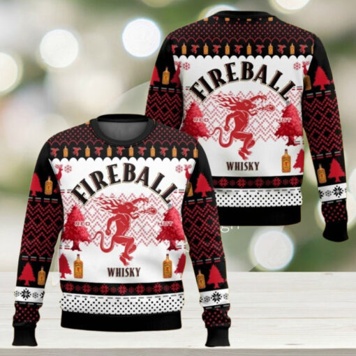 Alcohol Fireball Ugly Christmas Sweater, Whiskey Xmas Sweater, Drinking Party Shirt, Holiday Sweater, Fireball Sweaters For Men Women