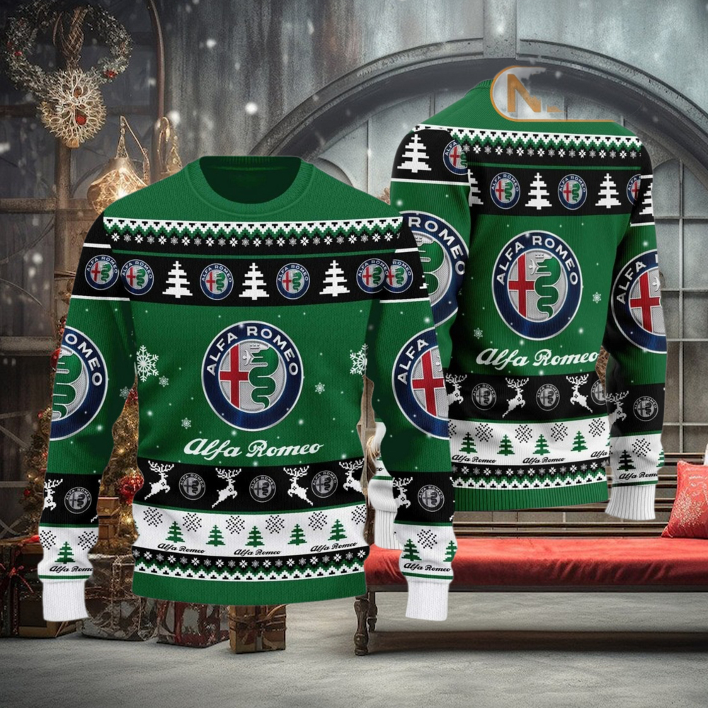 Alfa Romeo 2024 Christmas Green Ugly Sweater Alfa Romeo 2024 Christmas Green Ugly Sweater