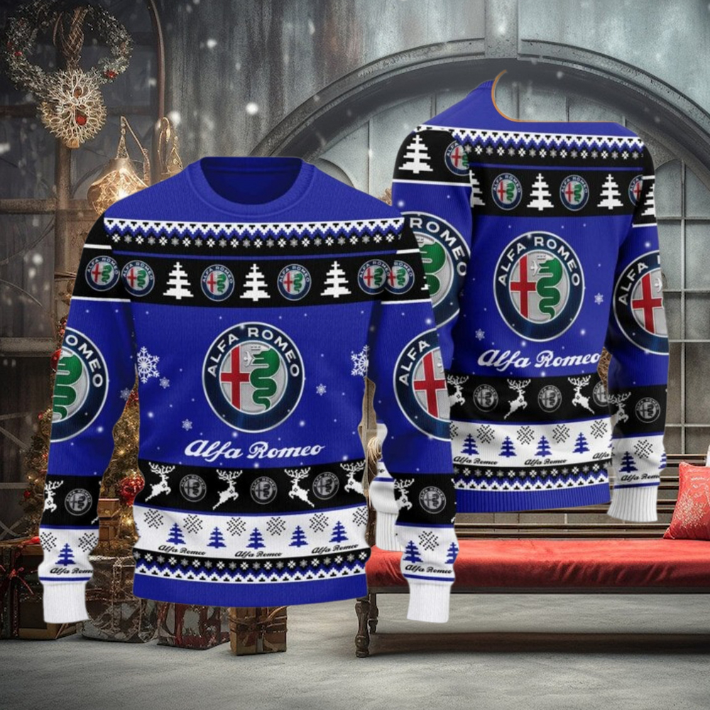 Alfa Romeo 2024 Christmas Navy Ugly Sweater Alfa Romeo 2024 Christmas Navy Ugly Sweater