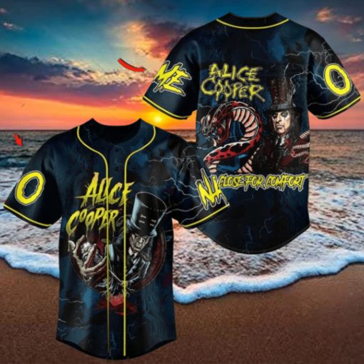 Alice Cooper Too Close For Comfort Custom Baseball Jersey