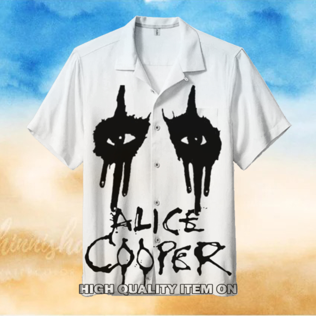 Alice Cooper White Black Hawaiian Shirt Alice Cooper White Black Hawaiian Shirt