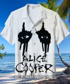Alice Cooper White Black Hawaiian Shirt