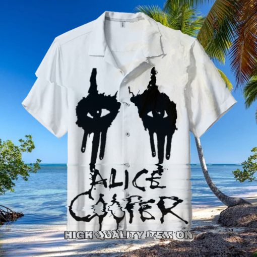 Alice Cooper White Black Hawaiian Shirt