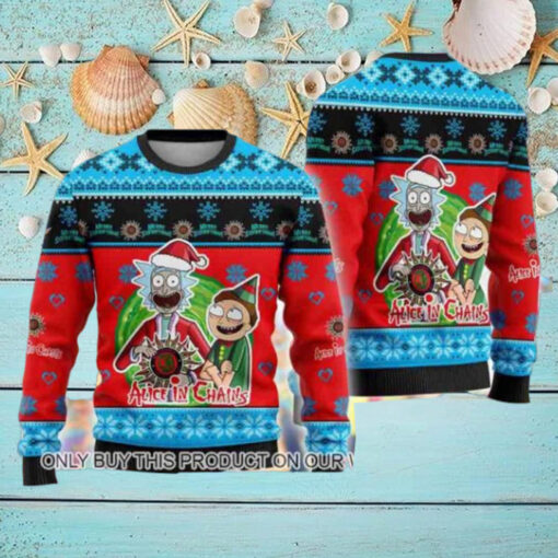 Alice In Chains With Rick And Morty Happy Xmas 2024 Ugly Christmas Sweater