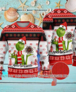 Alice In Chains With The Grinch Santa Hat 2024 Ugly Christmas Sweater