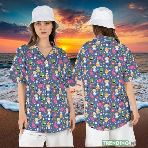 Alice in Wonderland Hawaiian Shirt Tropical Cheshire Cat Hawaii Shirt Mad Hatter Aloha Shirt